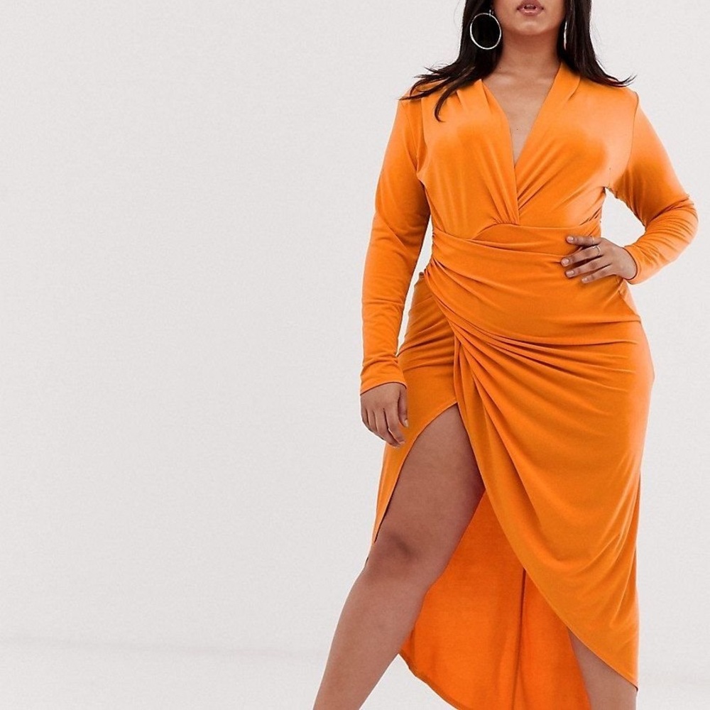 Orange Front Wrap Maxi Dress
